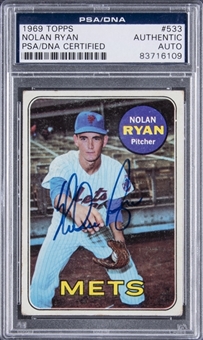 1969 Topps #533 Nolan Ryan Signed Card – PSA Authentic, PSA/DNA Certified